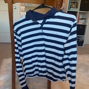 striped cropped collared shirt